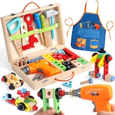 Kids Tool Set 44 Pcs STEM Toys Wooden Toddler Drill Educational Montessori Year