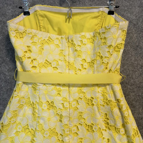 Abito Lilly Pulitzer donna 8 giallo senza spalline pizzo fiocco floreale Siena linea A - Foto 8 di 13