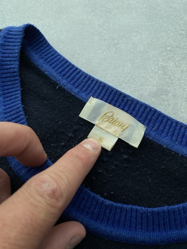 Brioni - Suéter Azul Manga Larga Cuello Redondo-Talla M-Italia raro diseñador de lujo - Imagen 8 de 8