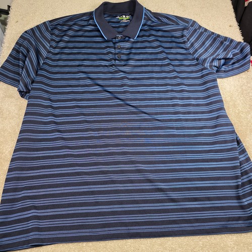 David Taylor Pro Polo Shirt Mens Size 3XL Navy Striped Gold Lightweight Casual - Picture 4 of 8