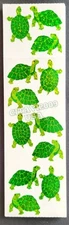 HAMBLY STUDIOS STICKERS PRISMATIC /GLITTER *GREEN TURTLES * RARE VINTAGE