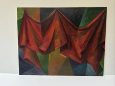 MID CENTURY PAINTING CUBIST CUBISM ABSTRACT EXPRESSIONISM 1950'S WILEY VINTAGE