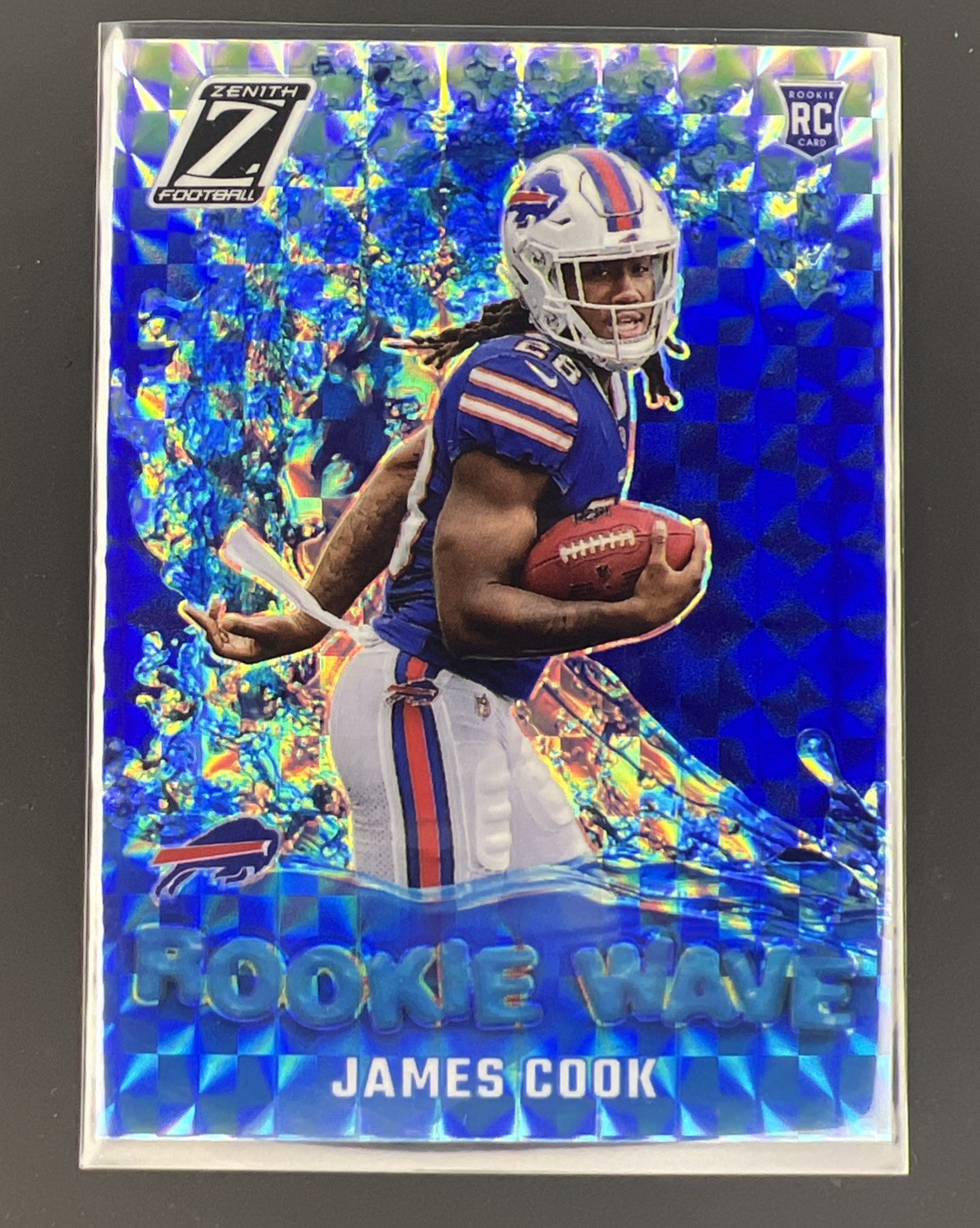 2022 Panini Zenith Football James Cook Rookie Wave Blue Prizm Buffalo Bills RC 