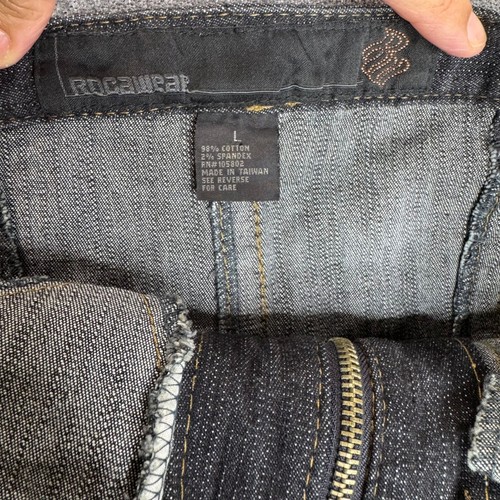 Vintage Y2K Rocawear Stickerei schwarz Bustier trägerlos Denim Minikleid Damen L - Bild 8 von 10
