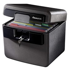 Black Fireproof and Waterproof Safe, File Folder and Document Box with Key Lo...