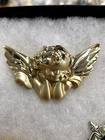 Vtg Danecraft nos gold tone Winged Angel Pendant or Pin