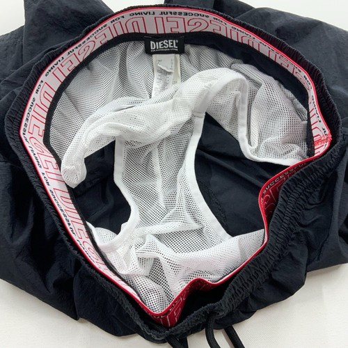 DIESEL Mens Large L Black Red Logo Swim Suit Trunks Shorts - Picture 5 of 10