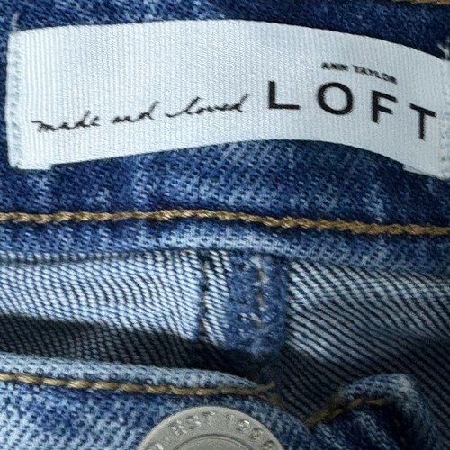 Pantalones de mezclilla LOFT para mujer 8 29 azul recto elástico tiro medio informales - Imagen 6 de 8