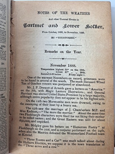 1888-1897 Cartmel & Lower Holker Almanac Flookburgh Furness Cumbria book - Imagen 11 de 19