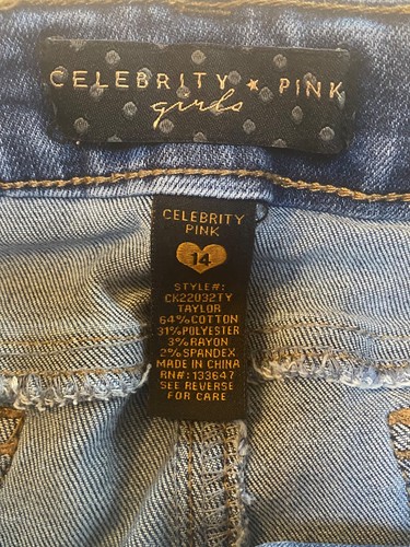 Celebrity Pink Jeans Girls Size 14 Stretchy Distressed Medium Wash Blue - Picture 5 of 6