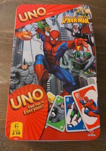 2012 UNO 112 Card Game Spider Sense Spider-Man Collectors Tin No Instructions