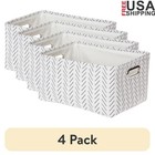 Black & White Lines Canvas Storage Baskets W/ Grommet Handles Set of 4 New