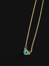 Delicate Gold Tone Chain Necklace with Blue G...
