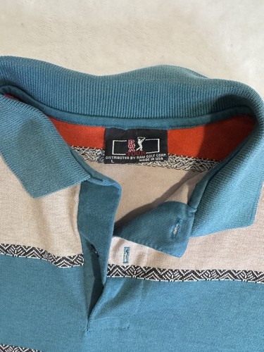 PAR FOUR - Vtg 70s-80s Green Red gray Polo Shirt, Mens LARGE - MUST SEE! VTG - Afbeelding 2 van 5