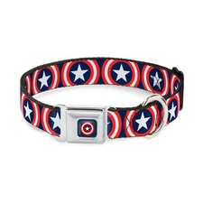 Buckle-Down Seatbelt Buckle Dog Collar - Captain America Shield Rep... Fast Ship