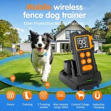 New!!Wireless Dog Fence System Waterproof Perimeter Dog Collar 1000ft Range
