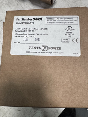 NEW! KB Electronics KBMM-125 DC motor control 9449 90vdc 3/4-1.5 HP