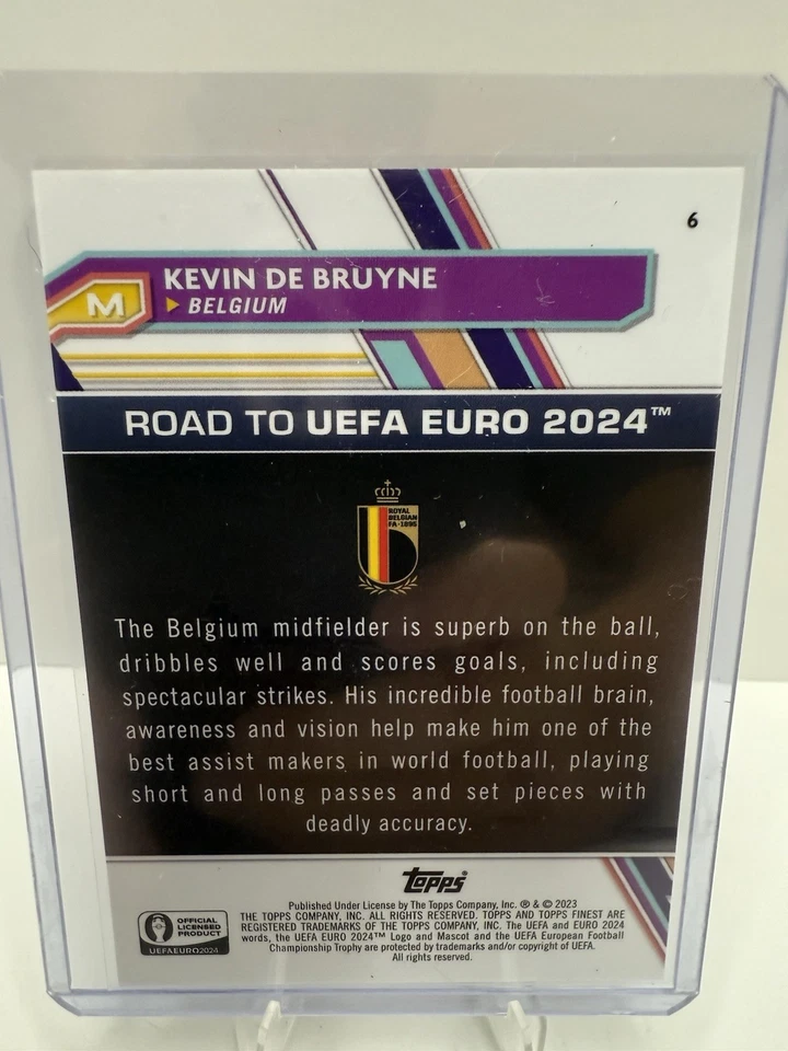 2023 Topps Finest Road To UEFA EURO Kevin De Bruyne Orange Refractor 20/25 - Image 2 of 4