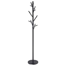 Coat Rack 18-Hook - Black Metal - Twig-Look Silhouette - Heavy Duty Round Base
