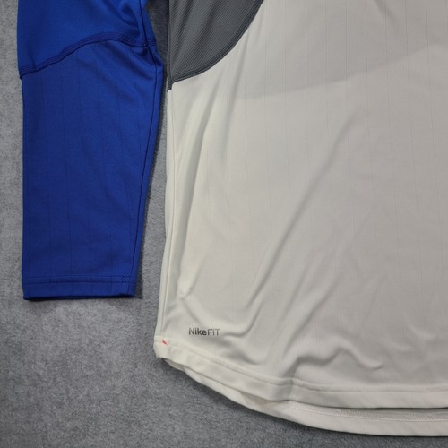 Camisa Raglán Entrenamiento Seco Nike Team Fit Hombres XL Blanca Azul Gris LS Center Swoosh - Imagen 7 de 22