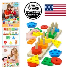 Multicolored Montessori Sorting and Stacking Toys for Kids Two to Four