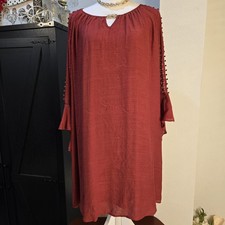 Indigo Rose Long sleeve open lace down arm boho pullover lined 1x. 164