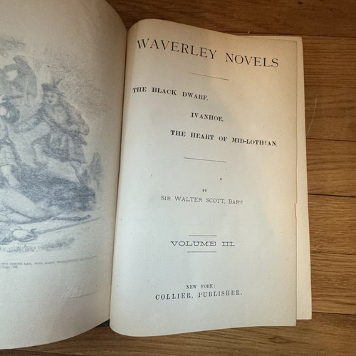 Waverly Novels Sir Walter Scott Volumes 1-6 Green Gold Hardcover Books Deco - Imagen 9 de 13