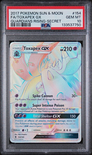 PSA 10 Toxapex GX 154/145 Pokemon 2017 Guardians Rising Full Art Secret Rare