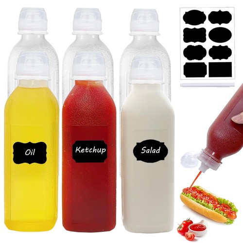 Condiment Squeeze Bottles,6 Pack Squeeze Bottles for Sauces, Ketchup Salad Dr...