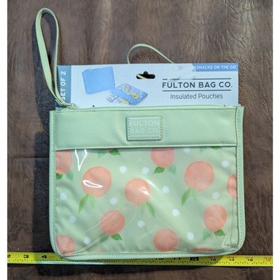NEW - Fulton Bag Co Insulated Snack Pouches 2 Pack Peach Print