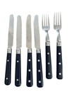 6 Inox Flatware Navy Blue Replacement Forks Knives MCM French Bistro VTG France