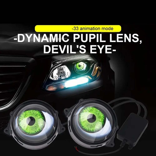2x 3" LED Dynamic Devil Eyes Lights 12V Car Remote Control Headlight Retrofit UK - Picture 7 of 11