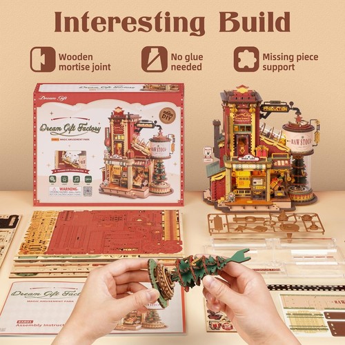 ROKR 3D Puzzle Weihnachtstraum Geschenkemanufaktur Holz-Musikbox Bauspielzeug - Bild 10 von 12