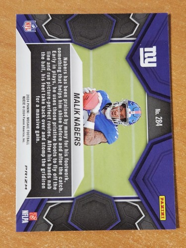 2024 Panini Mosaic NFL Debut Blue Mosaic Prizm RC Malik Nabers Rookie Card #284 - Picture 3 of 3