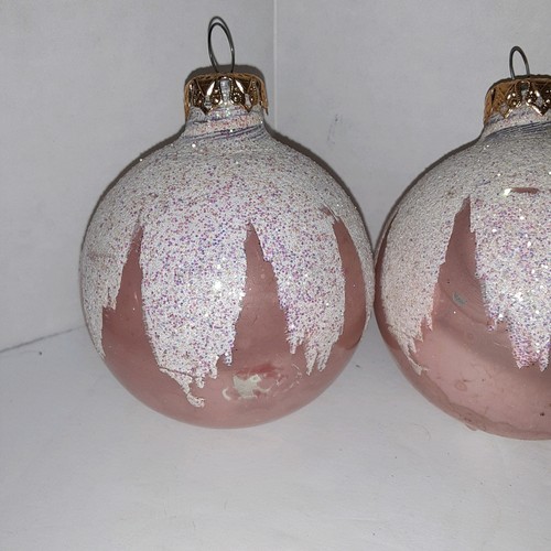 Vintage Krebs Pink Glass Christmas Ornaments Lace Victorian Balls Set Of 6 - Picture 6 of 7