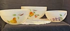 VTG Fire King Oven Ware Gay Fad Mixing Bowl Set of 3 Grapes Peach Pear designs