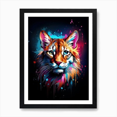 Luchs Color Splash Pop Art Wandschmerz gerahmtes Wandbild Poster Leinwanddruck Bild