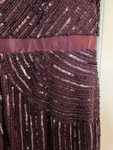 Adrianna Papell Plus Size Beaded Cap Sleeve V-Neck Dress 22W Cassis Wine Purple - Picture 13 of 15