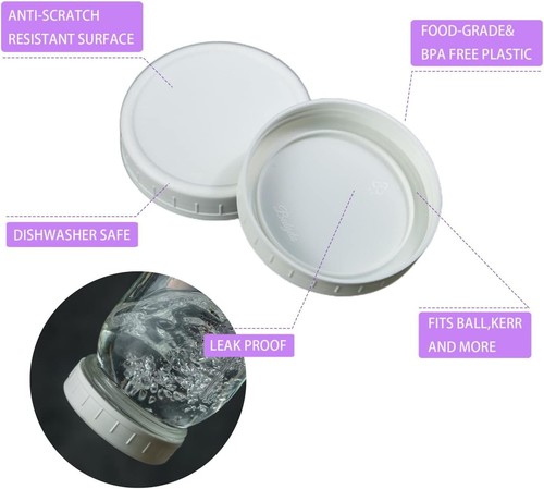 9 Pack White Regular Mouth Mason Jar Lids with Silicone 9 regular, - Picture 2 of 6