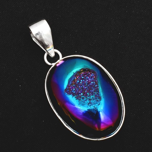 Titanium Druzy Gemstone Handmade Pendant Jewelry Gift For Her 1.84" AP-24151