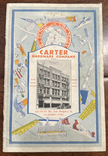 1931 Carter Hardware Company Inc. Catalog Los Angeles, CA Woodworking Tools