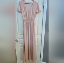 Show Me Your MuMu Michelle Flutter Sleeve Maxi Dress Chiffon Size S Pale Pink