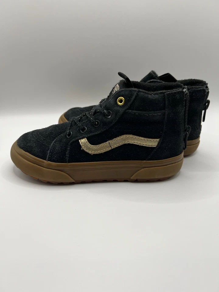 Nuevo Nuevo sin caja Niños Pequeños Vans Sk8-Hi Cremallera MTE-1 Negro/Dorado Tenis Zapatos Talla 10 Foto 4 de 4