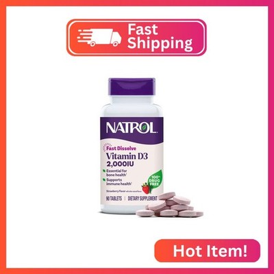 Natrol Fast Dissolve Vitamin D3 2,000 IU, Dietary Supplement for Bone and Joint 