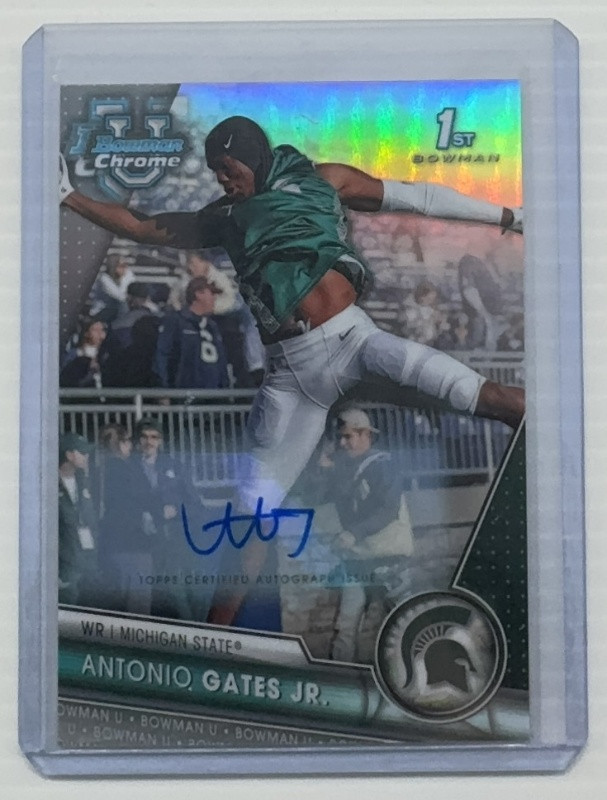2023 Bowman University Chrome Antonio Gates Jr. 1st Refractor Auto #93/499 MSU
