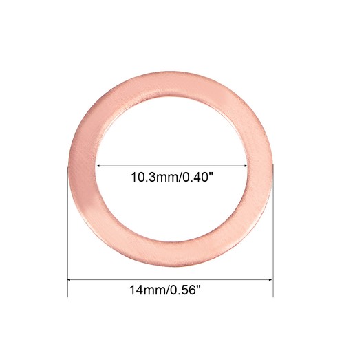 Arandela plana de cobre de 30 piezas de 10,3 mm x 14 mm x 1 mm para perno de tornillo - Imagen 3 de 3