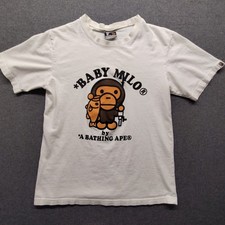 Vtg A BATHING APE T-shirt White  Fishing prin...