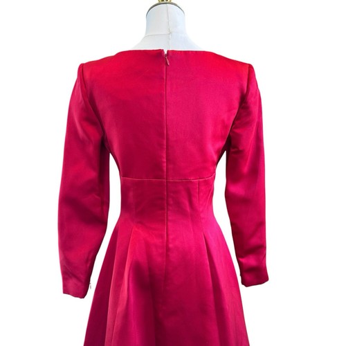 Vintage Oscar de la Renta Ruby Red Formal Satin Evening Gown Women’s 10 - Picture 10 of 21