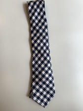 Tommy Hilfiger Mens Blue Gingham Check 100% Silk Necktie Made in USA