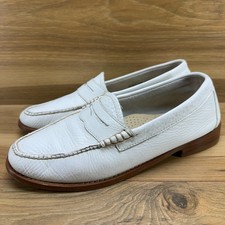 Weejuns GH Bass Penny Loafers Womens 8.5 M White Pebble Grain Leather Flats